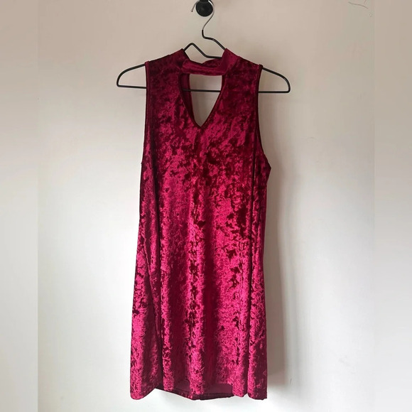 Altar’d State Burgundy Crushed Velvet Dress - Size Large - Like New Condition - Picture 2 of 11